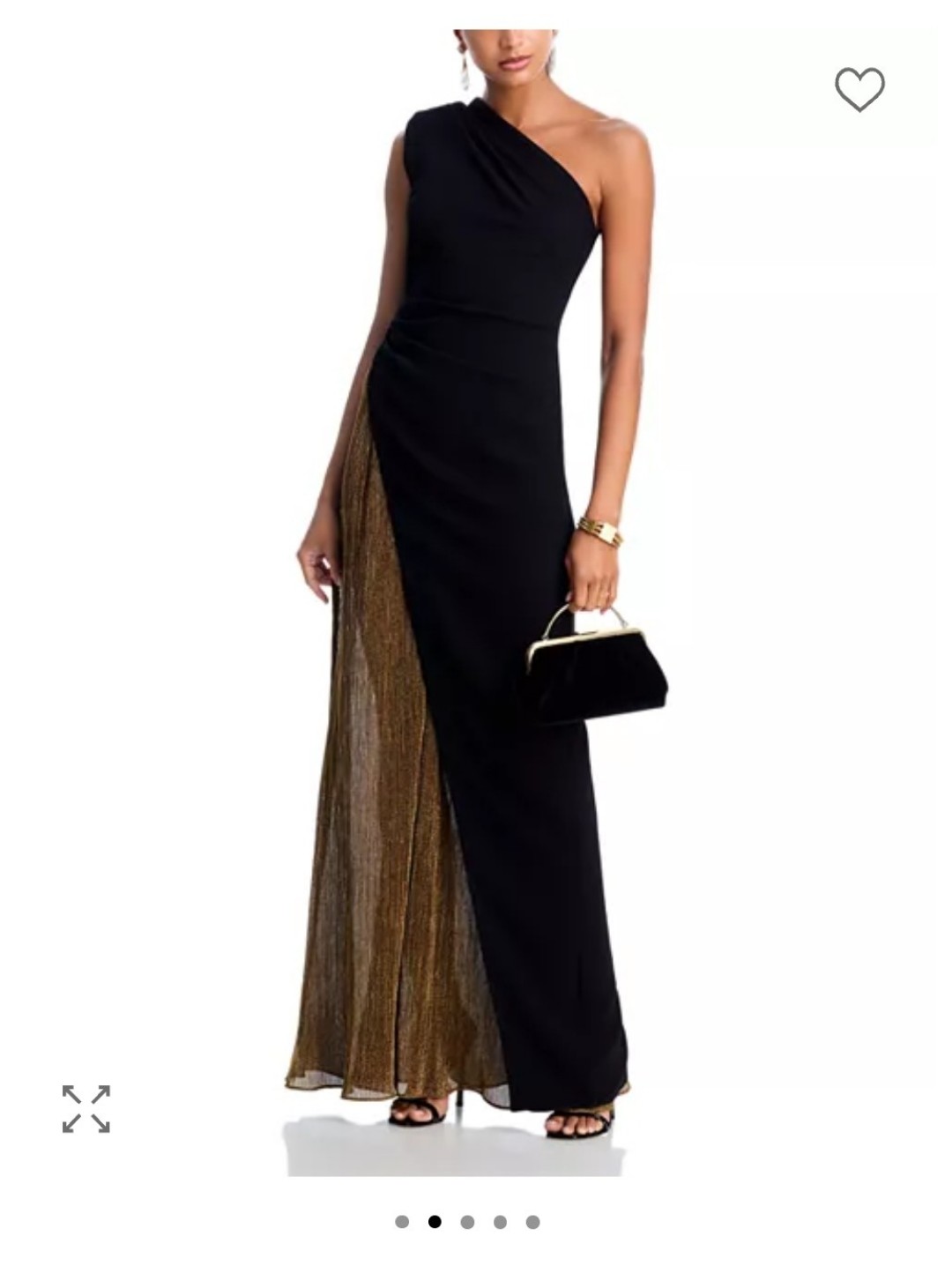 Black Halo One-Shoulder Black Dress With Gold Panel